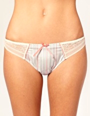 6IXTY8IGHT Bright Stripe Print Silk Cotton Lace Brief