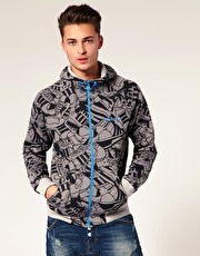 Adidas Originals Trainer Print Zip Thru Hooded SweatSHIRT