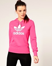 Adidas White Trefoil On Pink Hoodie