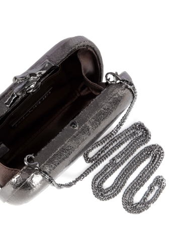 Anthracite Metallic Leather Small Lytton Clutch by DVF