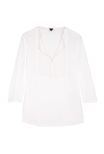 Antique White Henley Chiffon Back Top by 3.1 Phillip Lim Ini