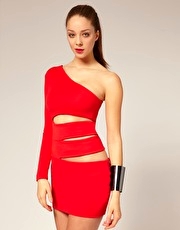 Aqua Butcher Dress With A Slashed Side