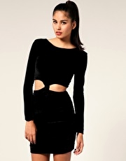 Aqua Echo Knot Front 90's Velvet Dress