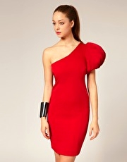 Aqua Faith Pencil Dress With Puff Shoulder
