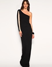 Aqua One Sleeve Knitted Maxi Dress