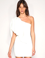 Aqua Paracoon Statement Structure Ruffle Dress