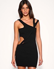 Aqua Whiplash Jersey Looped Cut Out Dress