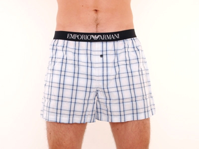 Armani - Woven Boxer Check Blue