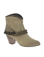 Ash Jeff Denim Mid-Heel Strapped Ankle Boots