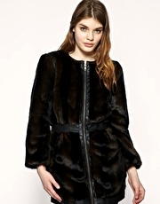 ASOS 60'S Collarless Faux Fur Coat