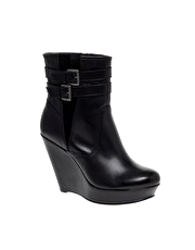 ASOS ACADEMY Leather Buckle Wedge Boots