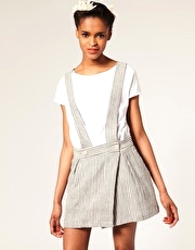 ASOS AFRICA Stripe Pinafore Dress