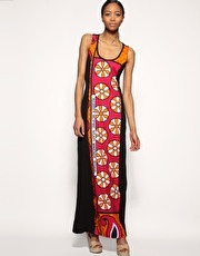 ASOS AFRICA Woven Mix Twist Back Maxi Dress