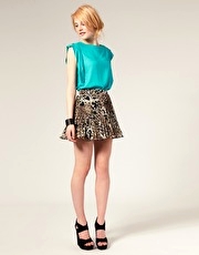 ASOS Animal Printed Pleated Mini Skirt