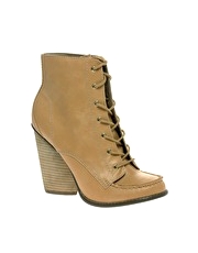 ASOS ARCHIE Round Toe Wood Stack Heel Boot