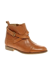 ASOS ARK Leather Cross Strap Pull On Ankle Boot