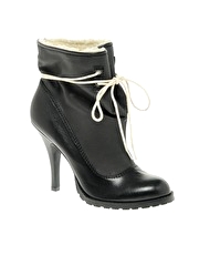 ASOS AVATAR Leather Faux Fur Trim Ankle Boot