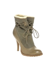 ASOS AVATAR Leather Faux Fur Trim Ankle Boots