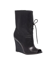 ASOS BLACK BURLINGTON Leather & Suede Peep Toe Wedge Boots