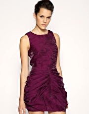 ASOS BLACK Crinkle Gathered Hip Dress