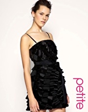 ASOS BLACK PETITE Pleated Tiered Bandeau Dress