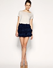 ASOS BLACK Pleated Tiered Mini Skirt