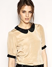 ASOS Blouse With Contrast Peter Pan Collar