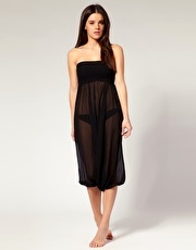 ASOS Chiffon Shirred Beach Bandeau Jumpsuit