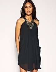 ASOS Chiffon Swing Dress with Embellished Neck