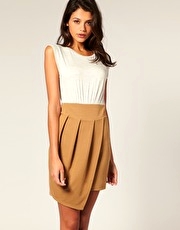 ASOS Contrast Pleat Detail Skirt Dress
