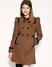 ASOS Contrast Trim Stand Collar Coat