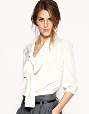 ASOS Cotton Pussybow Blouse
