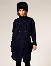 ASOS Cowl and Popper Wool Rich Coat