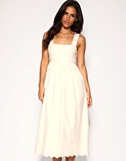 ASOS Crochet Strap Embroidered Hem Maxi Dress