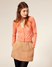 ASOS Cropped Cardigan With Ribbon Trim