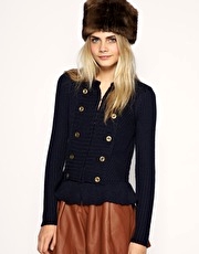 ASOS Cropped Ribbed Military Cardigan