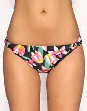 ASOS Cruise Digital Floral Print Hipster With Matte Gold Sliders