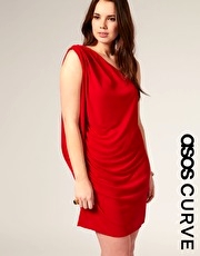 ASOS CURVE One Shoulder Jersey Drape Dress