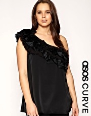 ASOS CURVE Plus Size Ruffle One Shoulder Top