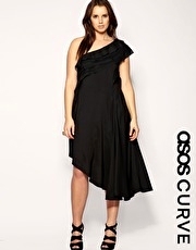 ASOS CURVE Raw Edge One Shoulder Dress