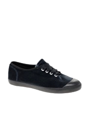 ASOS DAZE Lace Up Velvet Plimsoles