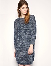 ASOS Denim Style Popper Back Knitted Dress