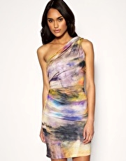 ASOS Digital Print One Shoulder Slinky Dress