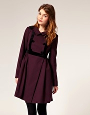 ASOS Double Breasted Velvet Trim Coat
