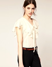 ASOS Drape Ruffle Pussybow Blouse