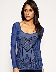 ASOS Embroidered Mesh Top