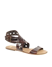 ASOS FALCON Leather Cross Strap Flat Sandals