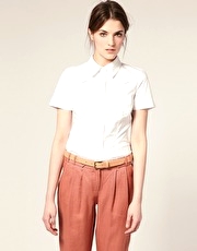 ASOS Fitted Shirt With Pocket And Tab Detailing