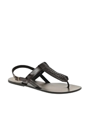 ASOS FLAWLESS Leather Sandals With Woven Toe Post