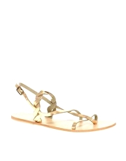 ASOS FLISS Leather Plait & Strappy Flat Sandal